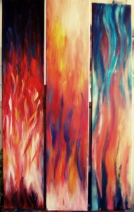 Flammen, 3-teilig, 60 x 100 cm